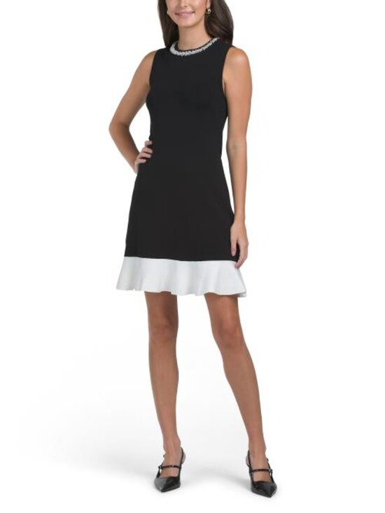 Ellen Tracy Dresses & Skirts - ELLEN TRACY Sleeveless Embellished Neckline Mini Dress